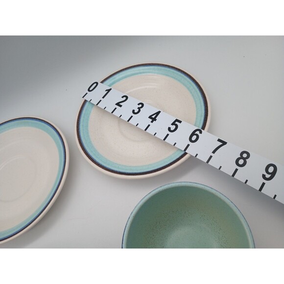 2 Vtg Franciscan Malibu Tea Cup And Saucer Blue Brown Speckled Stoneware - Picture 4 of 9